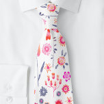 Cravate Fleur sauvage scandinave moderne<br><div class="desc">Jardin fleur sauvage de style scandinave et lumineux aux fleurs d'aquarelle rose et orange modernes dans un motif éparpillé sur un arrière - plan blanc. Art original de Nic Squirrell.</div>