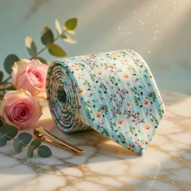 Cravate Fleur Sauvage Vert Menthe (Créateur téléchargé)