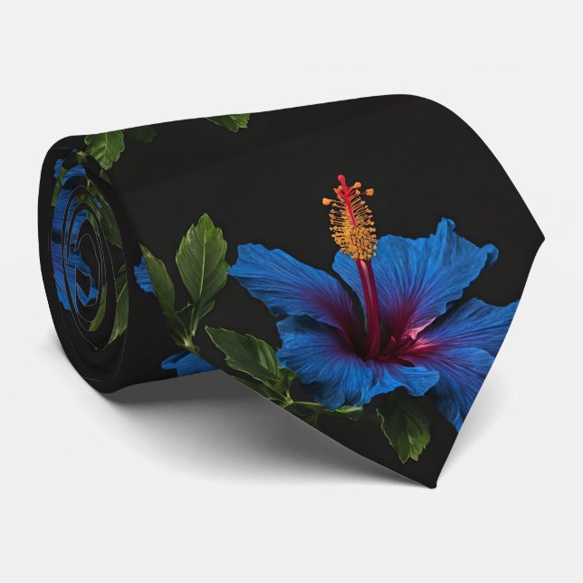 Cravate "Fleur Serene : La beauté des fleurs d'Hibiscus bl (Roulé)