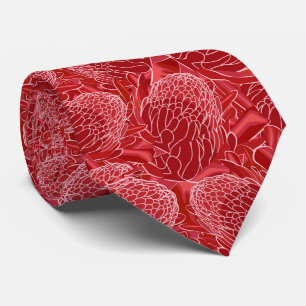 Cravate Fleur tropicale de gingembre rouge