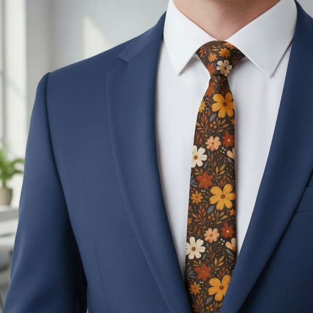Cravate Fleur vintage boho rétro des années 70 (Créateur téléchargé)