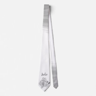 Cravate Fleur Vintage gris foncé avec votre nom