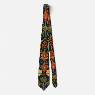 Cravate Fleur vintage orange et jaune, élégant