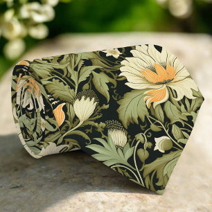 Cravate Fleur Vintage verte Abstrait Art Floral Moderne