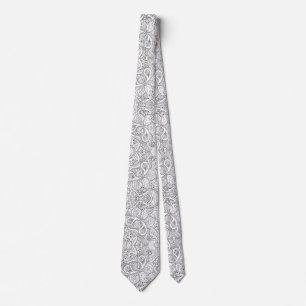 Cravate Fleuris Paisley noir et blanc