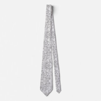 Cravate Fleuris Paisley noir et blanc