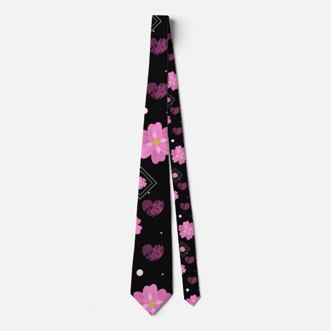 Cravate Fleurs Aimer Valentine Motif (Devant)