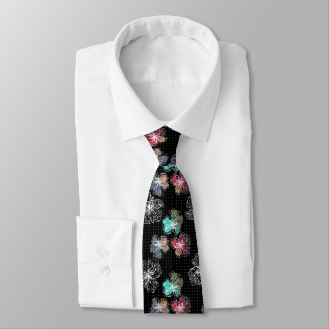 Cravate Fleurs alignées sans couture abstrait moderne (Attaché)