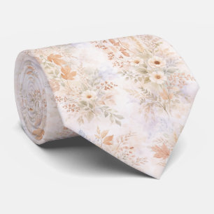 Cravate Fleurs Aquarelle Beige Doux