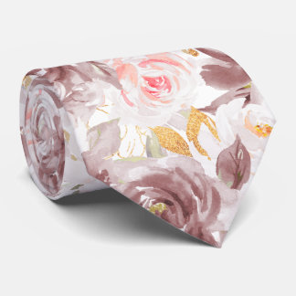 Cravate Fleurs aquarelle Roses poussiéreuses Blush Roses r