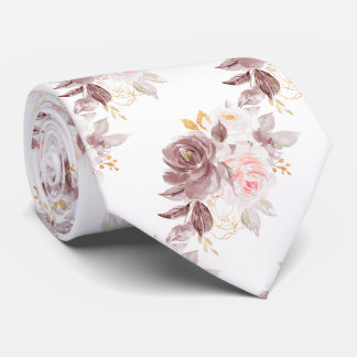 Cravate Fleurs aquarelle Roses poussiéreuses Blush Roses r
