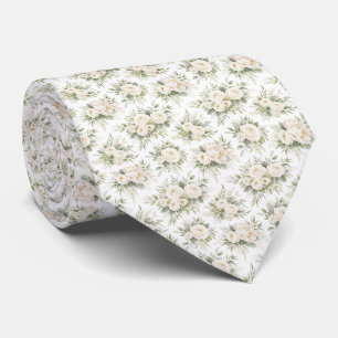 Cravate Fleurs aquarelles crème blanc pour hommes de la ma