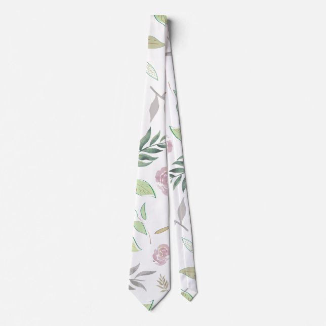 Cravate Fleurs aquarelles festives (Devant)