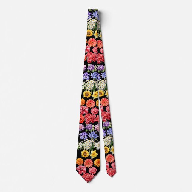 Cravate Fleurs Arc-en-ciel Colier Floral (Devant)