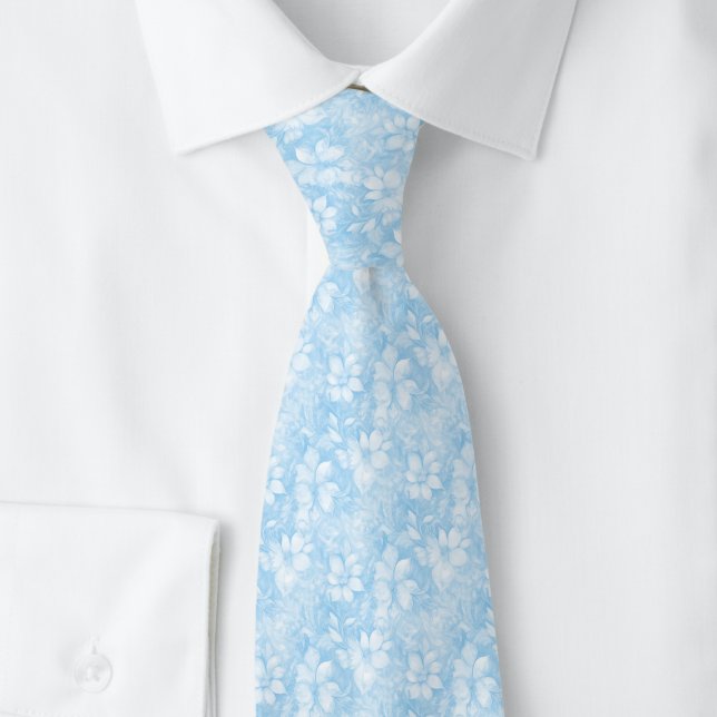 Cravate Fleurs Bleu Bébé (Créateur téléchargé)