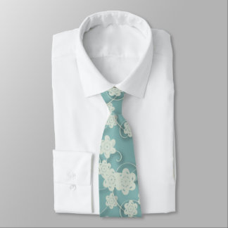 Cravate Fleurs bleues de livre blanc