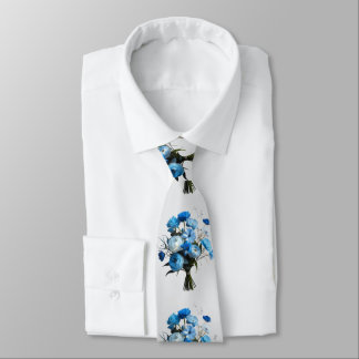 Cravate Fleurs bleues et blanches
