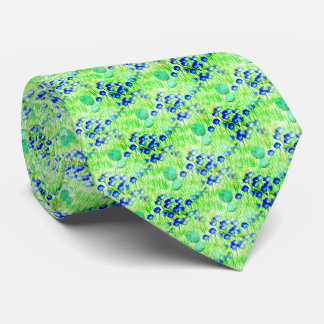 Cravate Fleurs Bleues Et Grass Motif D'Art Naturel
