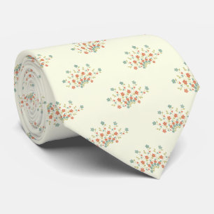 Cravate Fleurs Bleues, Fleurs Rouges, Motif De Fleurs
