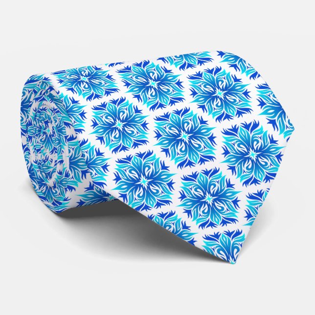 Cravate Fleurs Bleues, Motif De Fleurs, Modèle Floral (Roulé)