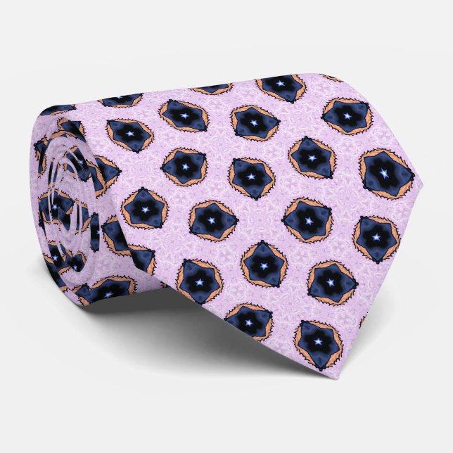 Cravate Fleurs Blue Star sur Lilas (Roulé)