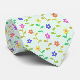 Cravate Fleurs colorées, Motif Floral, Verdure, Boho