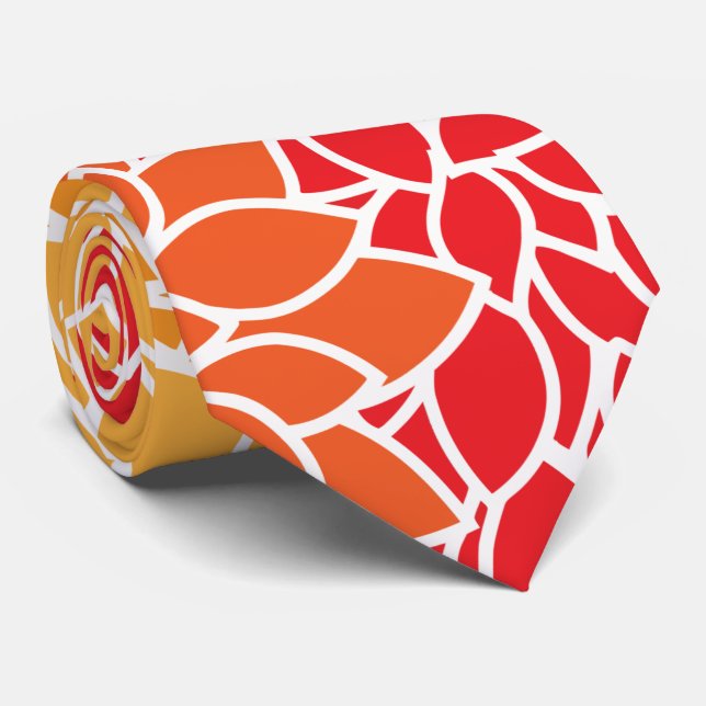 Cravate Fleurs Dahlia, Motif De Fleurs, Dahlia Orange (Roulé)