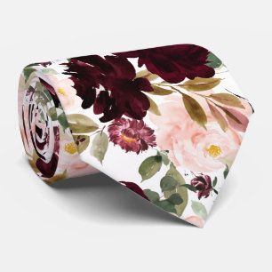 Cravate Fleurs d'aquarelle Burgundy Blush