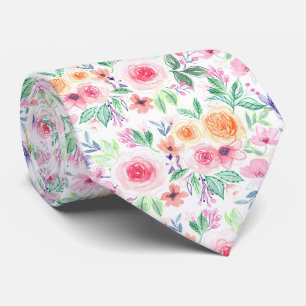 Cravate Fleurs d'aquarelle et feuilles