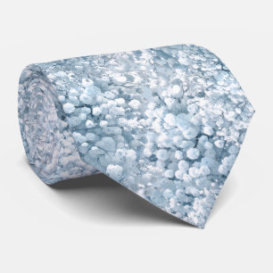 Cravate fleurs de Baby's Breath bleu pastel