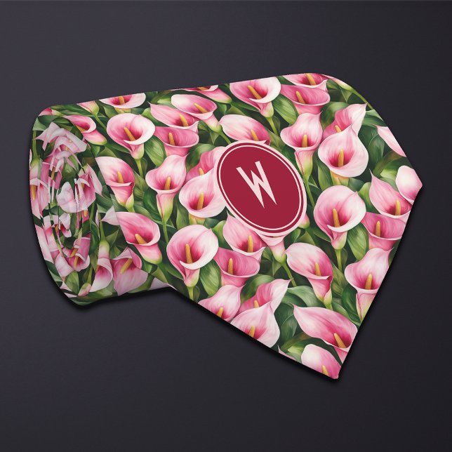 Cravate Fleurs de callas roses  (Créateur téléchargé)