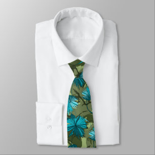 Cravate Fleurs de camo Olive Floral Imprimé à deux côtés
