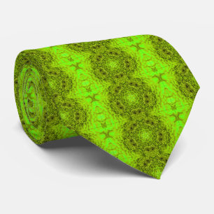 Cravate FLEURS DE DAHLIA VERT Abstrait Floral