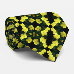 Cravate Fleurs de géranium jaune Motif Abstrait