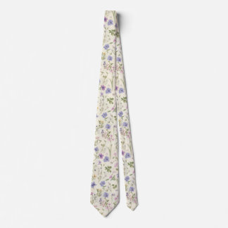 Cravate fleurs de jardin aquarelle Fleur sauvage Prairie d