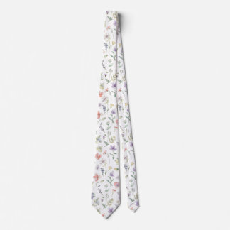 Cravate fleurs de jardin aquarelle Fleur sauvage Prairie d