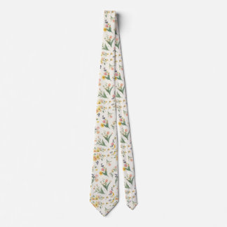 Cravate fleurs de jardin aquarelle Fleur sauvage Prairie d