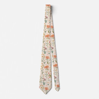 Cravate fleurs de jardin aquarelle Fleur sauvage Prairie d