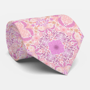Cravate Fleurs de jardin rétro en rose