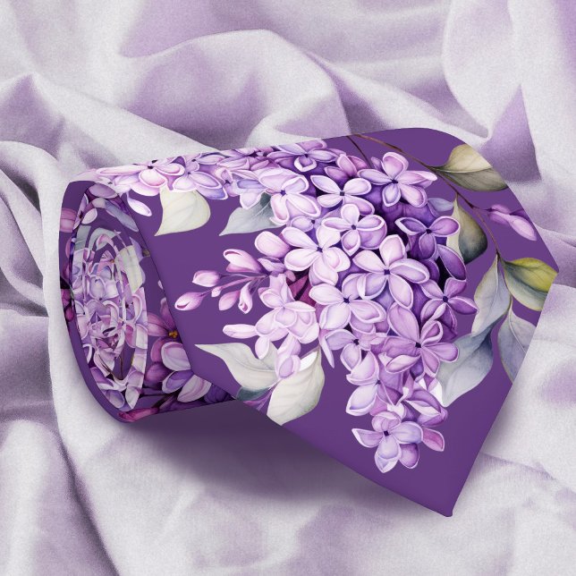 Cravate Fleurs de lilas sur violet (Créateur téléchargé)