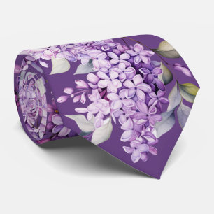 Cravate Fleurs de lilas sur violet