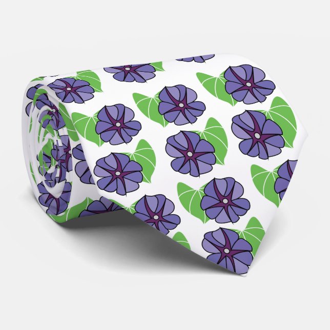 Cravate Fleurs de l'Ipomée Bleue Floral (Roulé)