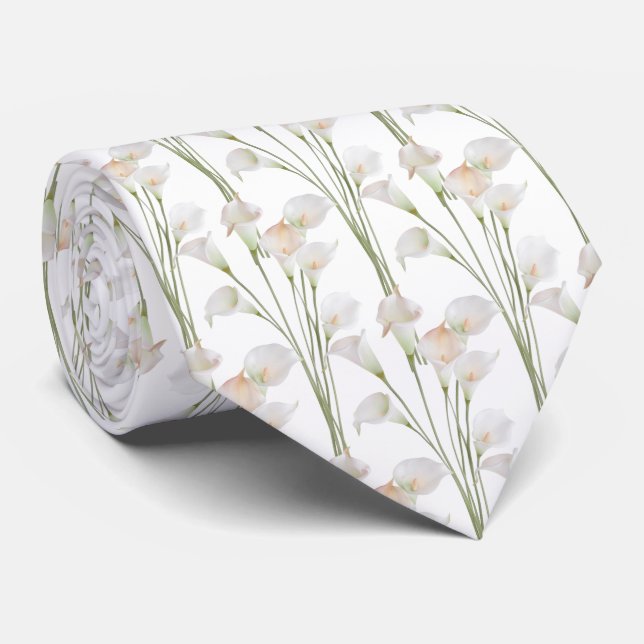 Cravate fleurs de lis calla motif (Roulé)