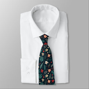 Cravate Fleurs de Noël rétro