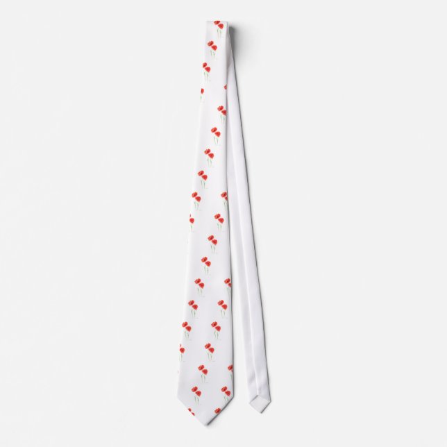 Cravate Fleurs de pavot rouge (Devant)