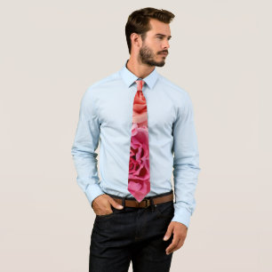 Cravate Fleurs de rose thé corail et rose