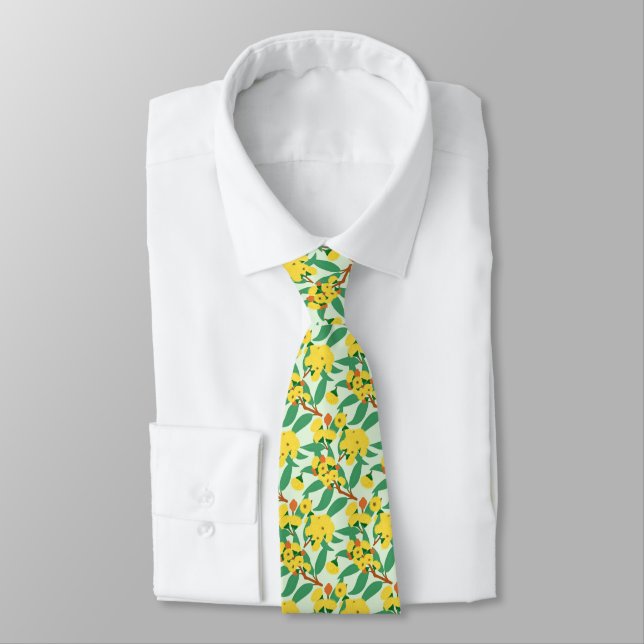 Cravate Fleurs d'eucalyptus jaune (Attaché)