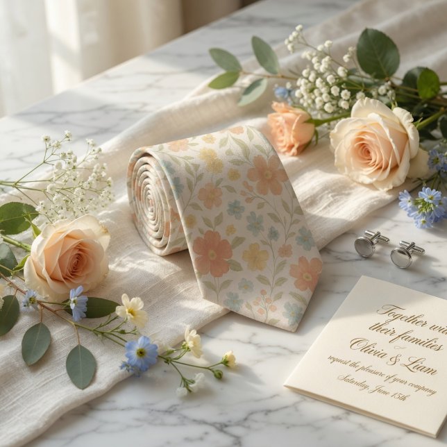 Cravate Fleurs Douces du Printemps au Pastel (Créateur téléchargé)