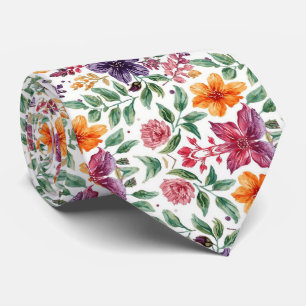 Cravate Fleurs élégantes d'été à l'aquarelle Teintes vives
