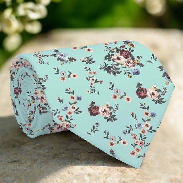 Cravate Fleurs Élégantes Sur Mariage Arrière - plan Bleu C (Créateur téléchargé)